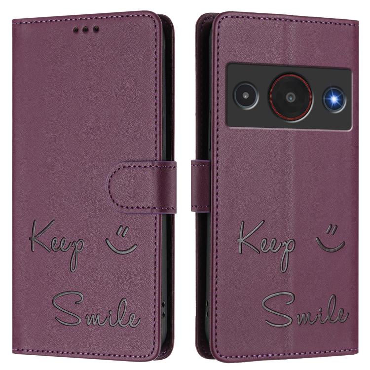 For ZTE A75 Pro / Telstra T-Elite 5G Smile Embossing RFID Leather Phone Case