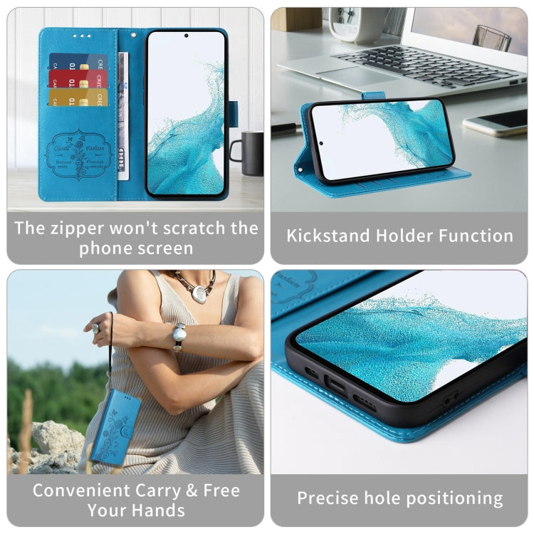 For Galaxy A03s 166mm EU Embossed Butterfly Flowers Leather Phone Case