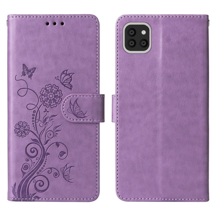 For Galaxy A03 164mm Global Embossed Butterfly Flowers Leather Phone Case