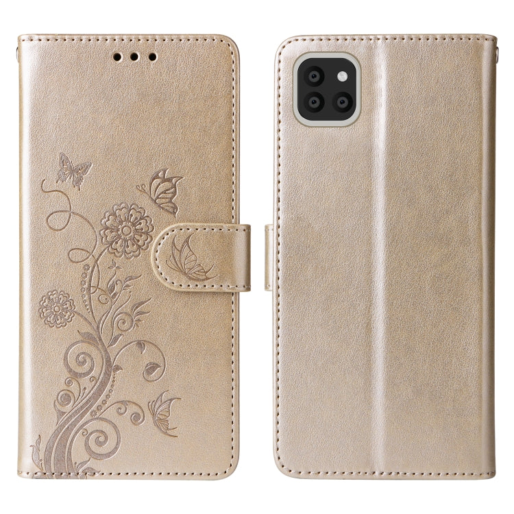 For Galaxy A03 164mm Global Embossed Butterfly Flowers Leather Phone Case