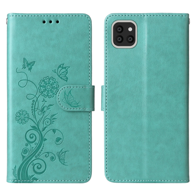 For Galaxy A03 164mm Global Embossed Butterfly Flowers Leather Phone Case