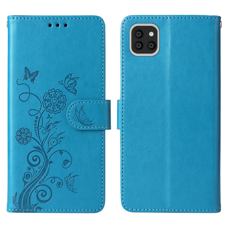 For Galaxy A03 164mm Global Embossed Butterfly Flowers Leather Phone Case