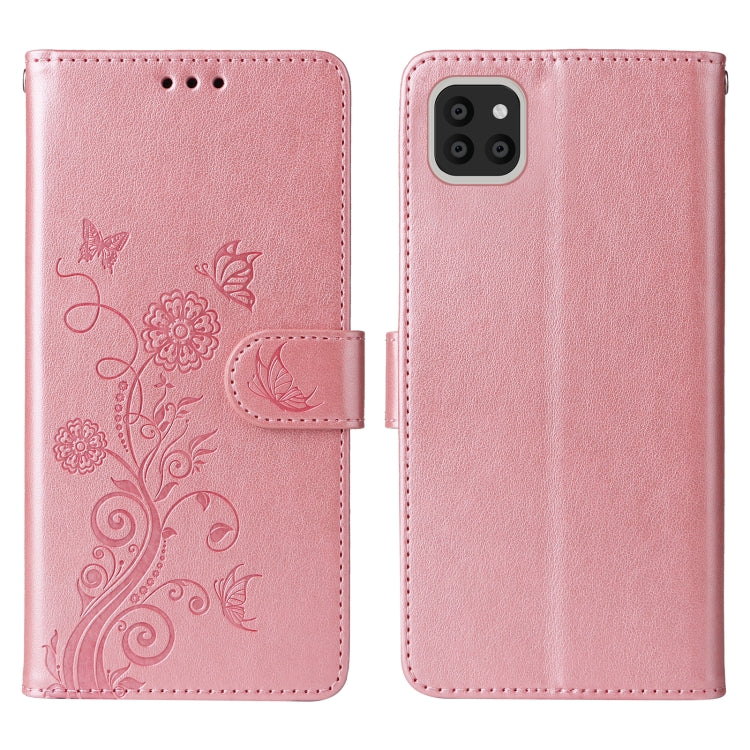 For Galaxy A03 164mm Global Embossed Butterfly Flowers Leather Phone Case