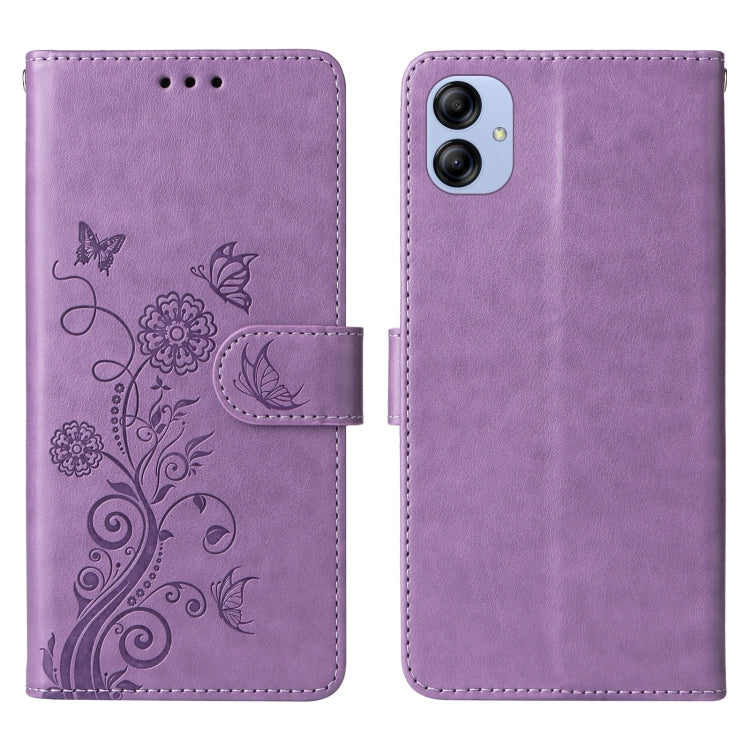 For Galaxy A04e 4G / F04 Embossed Butterfly Flowers Leather Phone Case