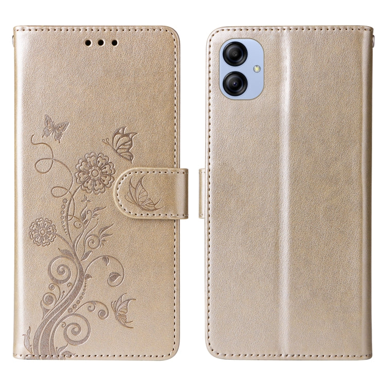 For Galaxy A04e 4G / F04 Embossed Butterfly Flowers Leather Phone Case