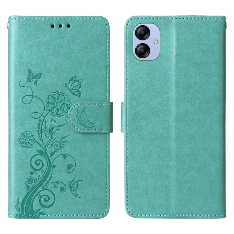 For Galaxy A04e 4G / F04 Embossed Butterfly Flowers Leather Phone Case