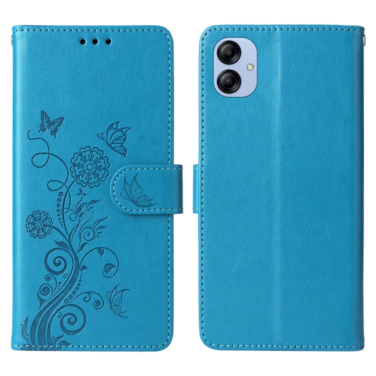 For Galaxy A04e 4G / F04 Embossed Butterfly Flowers Leather Phone Case