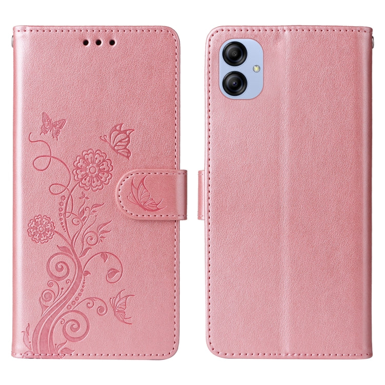 For Galaxy A04e 4G / F04 Embossed Butterfly Flowers Leather Phone Case