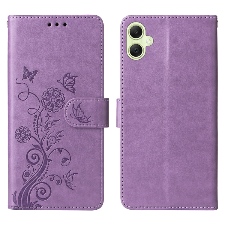 For Galaxy A05 Embossed Butterfly Flowers Leather Phone Case