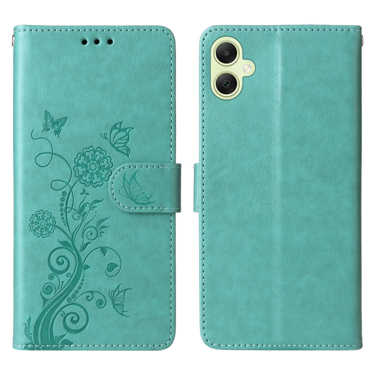 For Galaxy A05 Embossed Butterfly Flowers Leather Phone Case