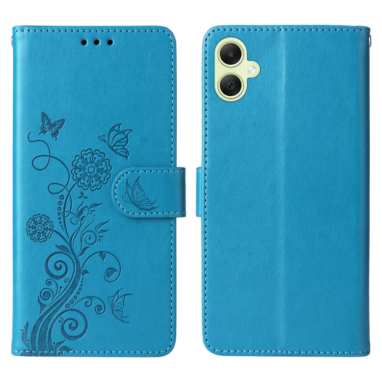 For Galaxy A05 Embossed Butterfly Flowers Leather Phone Case