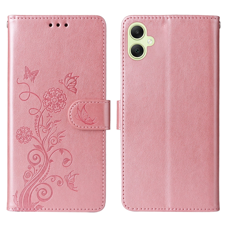 For Galaxy A05 Embossed Butterfly Flowers Leather Phone Case