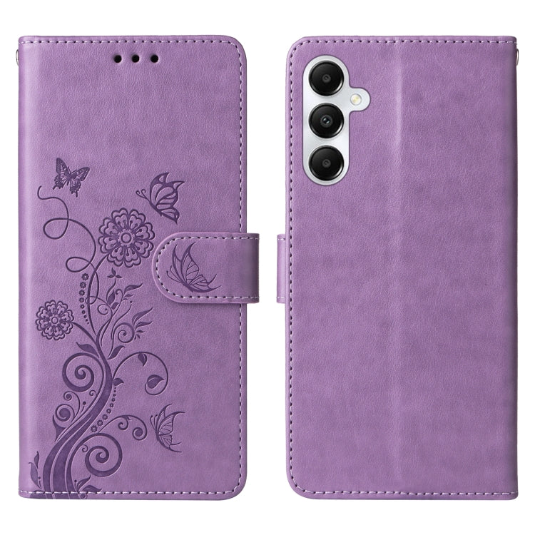 For Galaxy A05s Embossed Butterfly Flowers Leather Phone Case