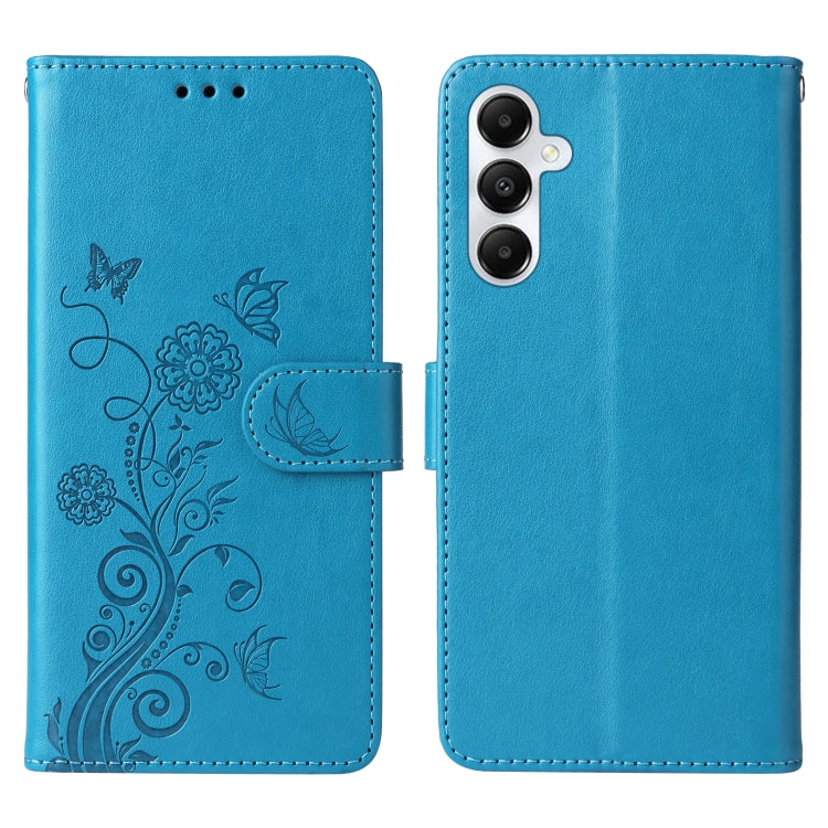 For Galaxy A05s Embossed Butterfly Flowers Leather Phone Case