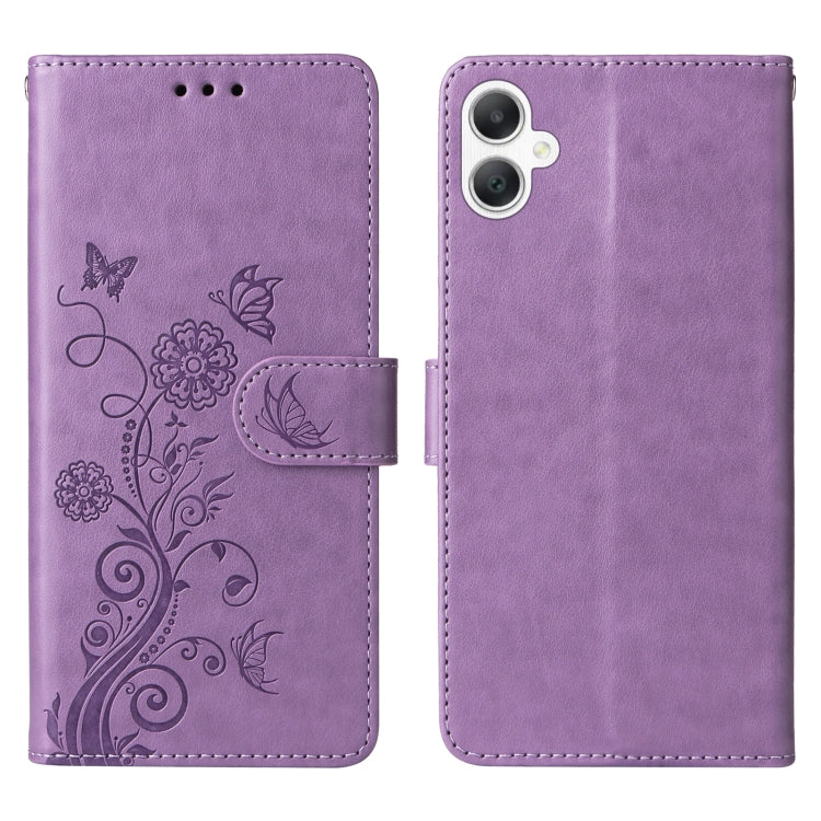 For Galaxy A06 Embossed Butterfly Flowers Leather Phone Case