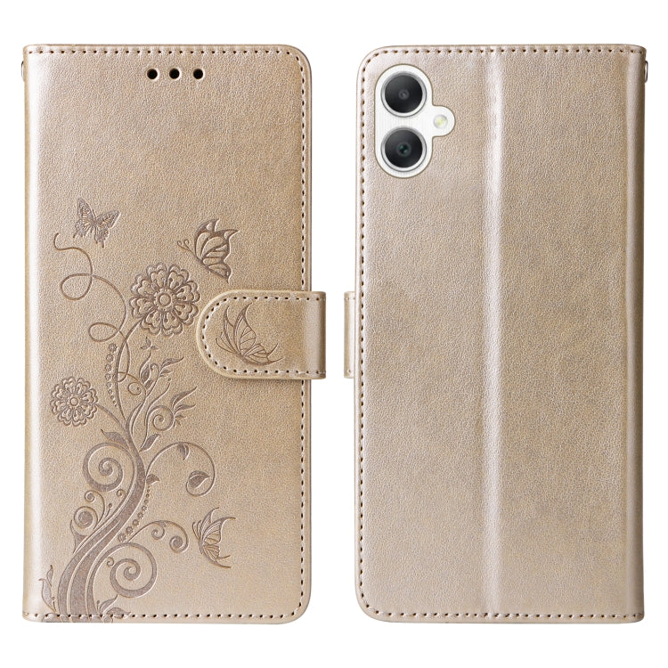 For Galaxy A06 Embossed Butterfly Flowers Leather Phone Case