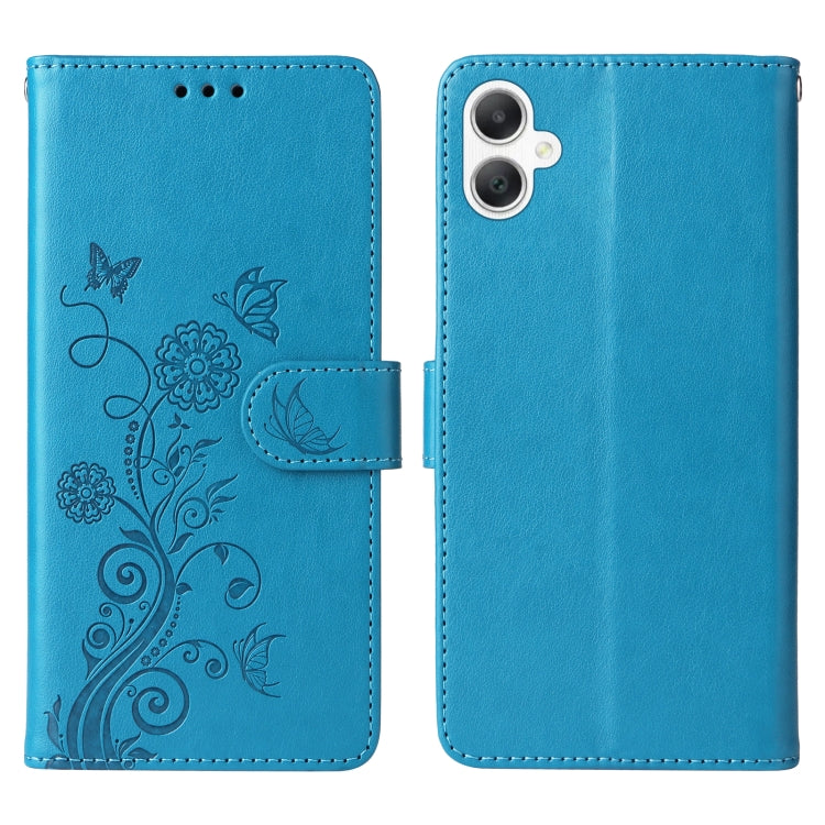 For Galaxy A06 Embossed Butterfly Flowers Leather Phone Case