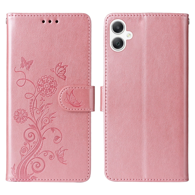 For Galaxy A06 Embossed Butterfly Flowers Leather Phone Case