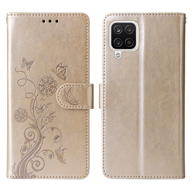 For Galaxy A12 4G / 5G Embossed Butterfly Flowers Leather Phone Case
