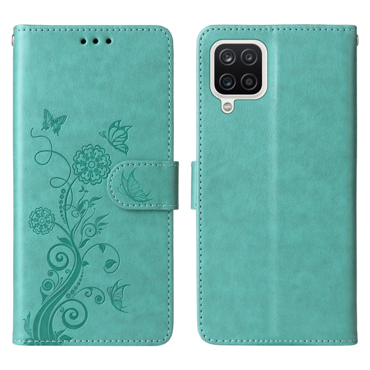 For Galaxy A12 4G / 5G Embossed Butterfly Flowers Leather Phone Case