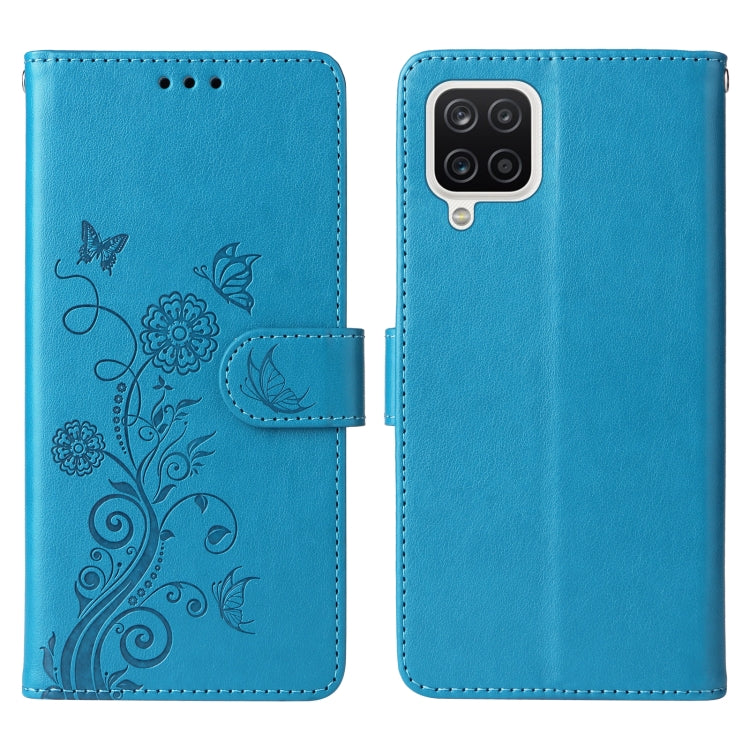 For Galaxy A12 4G / 5G Embossed Butterfly Flowers Leather Phone Case