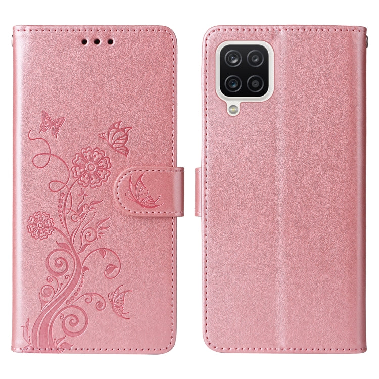 For Galaxy A12 4G / 5G Embossed Butterfly Flowers Leather Phone Case