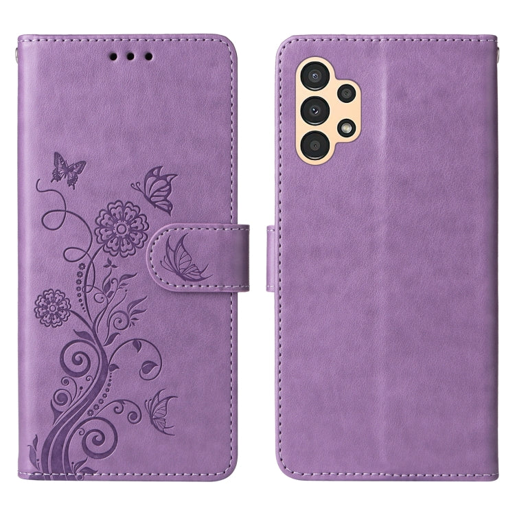 For Galaxy A13 4G / 5G Embossed Butterfly Flowers Leather Phone Case