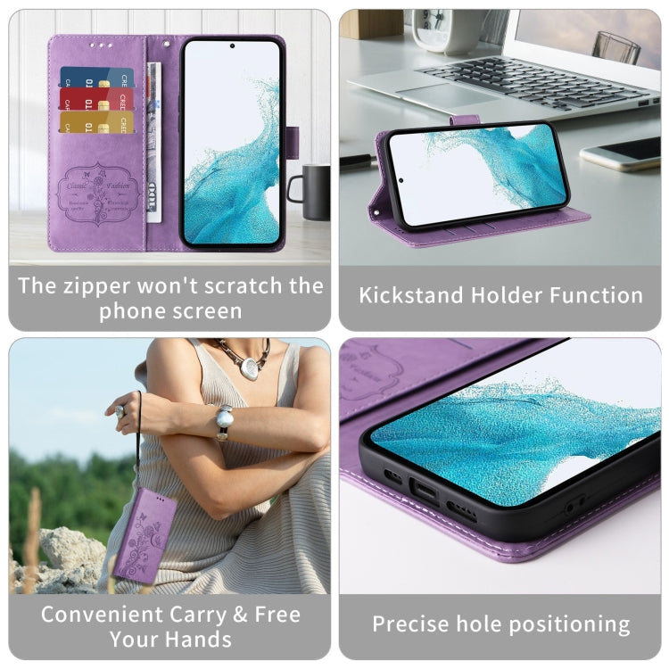 For Galaxy A13 4G / 5G Embossed Butterfly Flowers Leather Phone Case