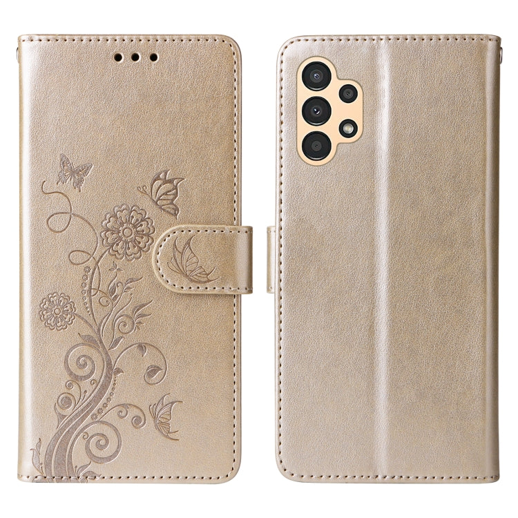 For Galaxy A13 4G / 5G Embossed Butterfly Flowers Leather Phone Case