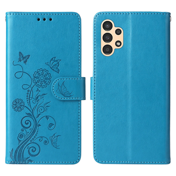 For Galaxy A13 4G / 5G Embossed Butterfly Flowers Leather Phone Case