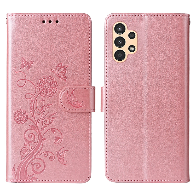 For Galaxy A13 4G / 5G Embossed Butterfly Flowers Leather Phone Case