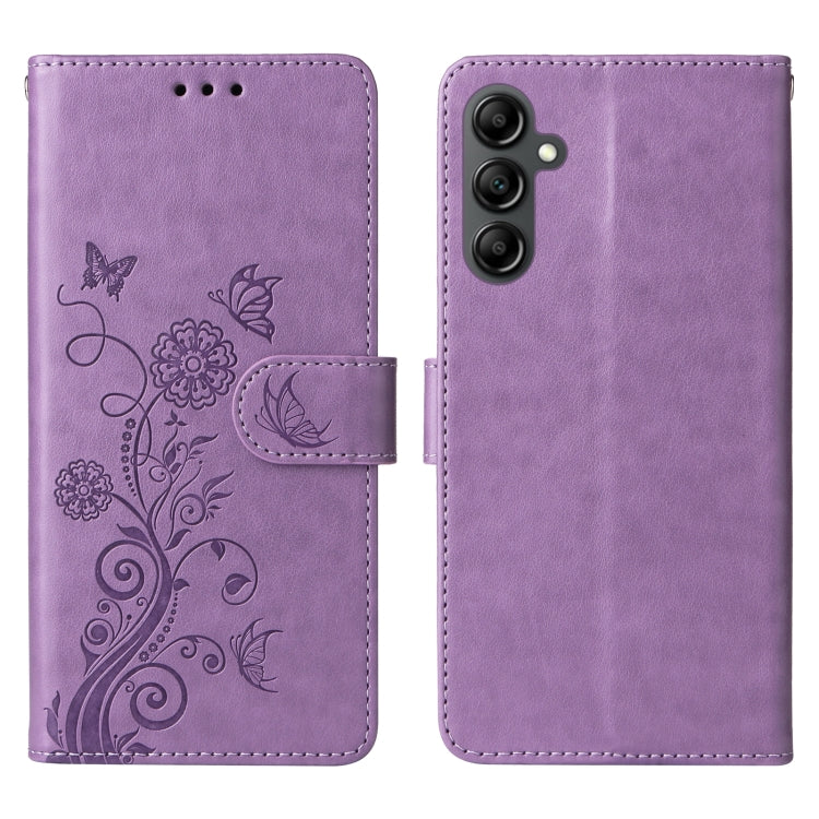 For Galaxy A14 4G / 5G Embossed Butterfly Flowers Leather Phone Case