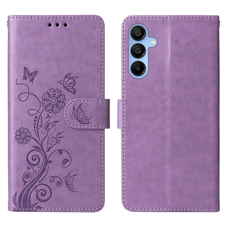 For Galaxy A15 4G / 5G Embossed Butterfly Flowers Leather Phone Case