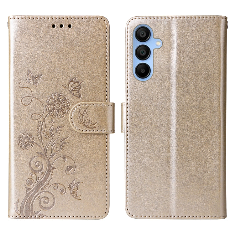For Galaxy A15 4G / 5G Embossed Butterfly Flowers Leather Phone Case