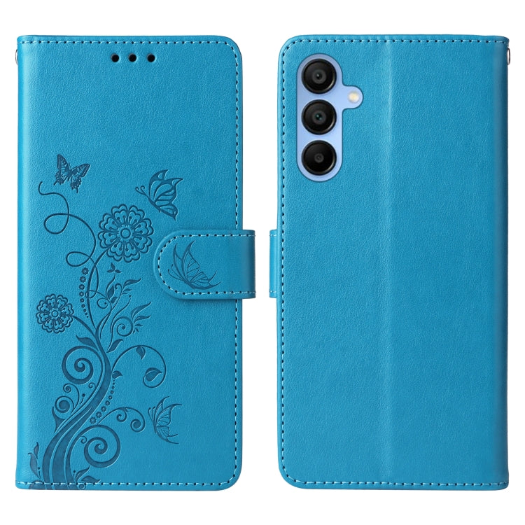For Galaxy A15 4G / 5G Embossed Butterfly Flowers Leather Phone Case