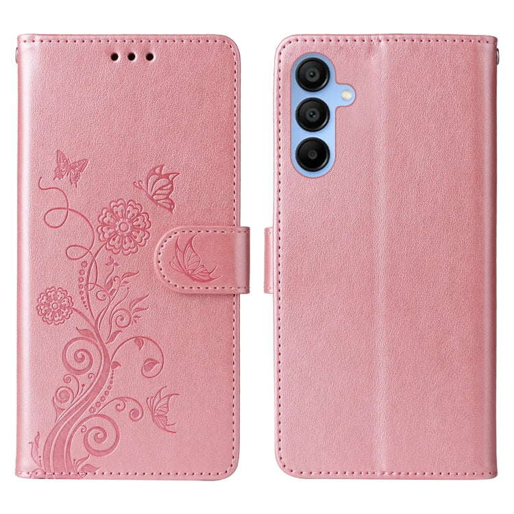 For Galaxy A15 4G / 5G Embossed Butterfly Flowers Leather Phone Case