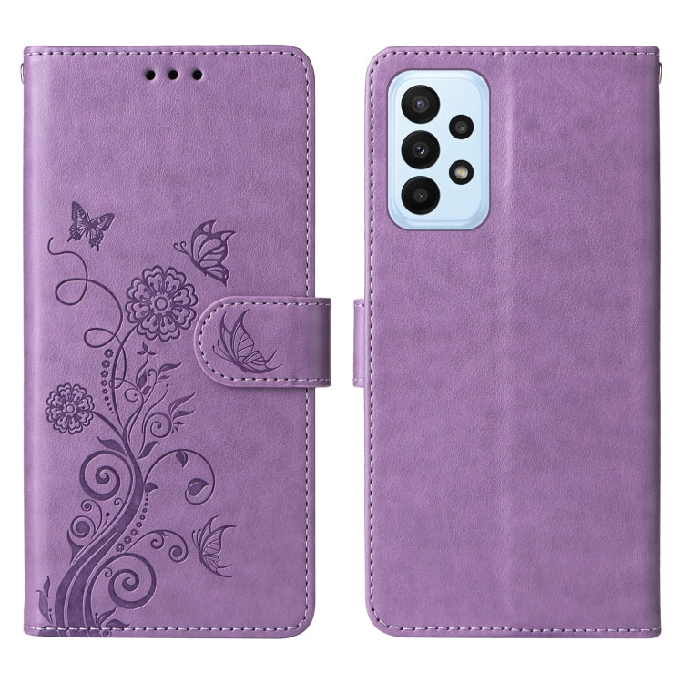 For Galaxy A23 4G / 5G Embossed Butterfly Flowers Leather Phone Case