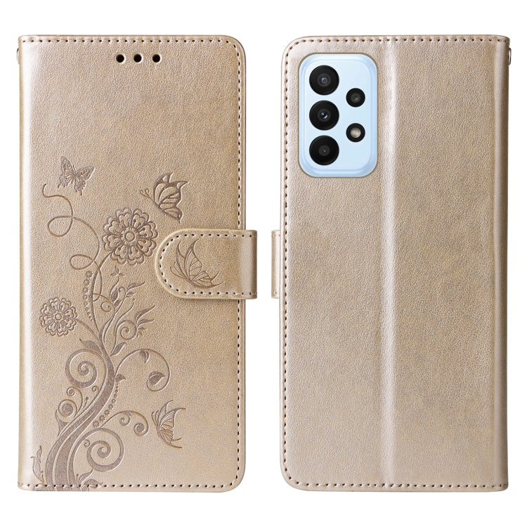 For Galaxy A23 4G / 5G Embossed Butterfly Flowers Leather Phone Case