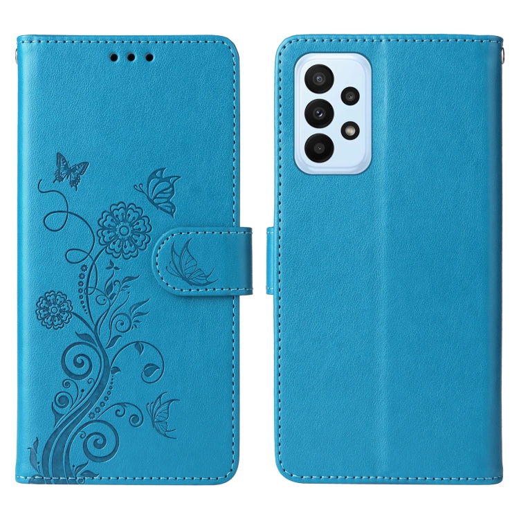 For Galaxy A23 4G / 5G Embossed Butterfly Flowers Leather Phone Case