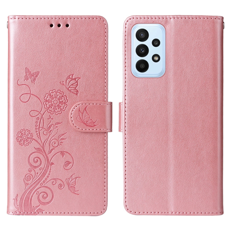 For Galaxy A23 4G / 5G Embossed Butterfly Flowers Leather Phone Case