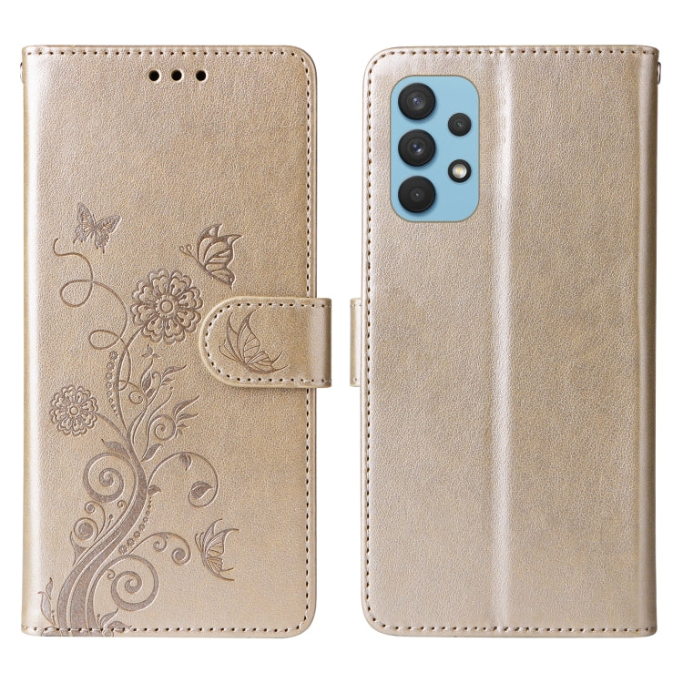 For Galaxy A32 4G Embossed Butterfly Flowers Leather Phone Case
