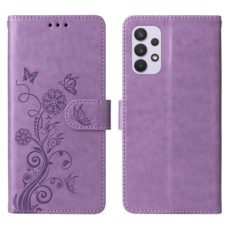 For Galaxy A32 5G Embossed Butterfly Flowers Leather Phone Case