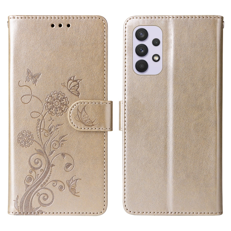 For Galaxy A32 5G Embossed Butterfly Flowers Leather Phone Case