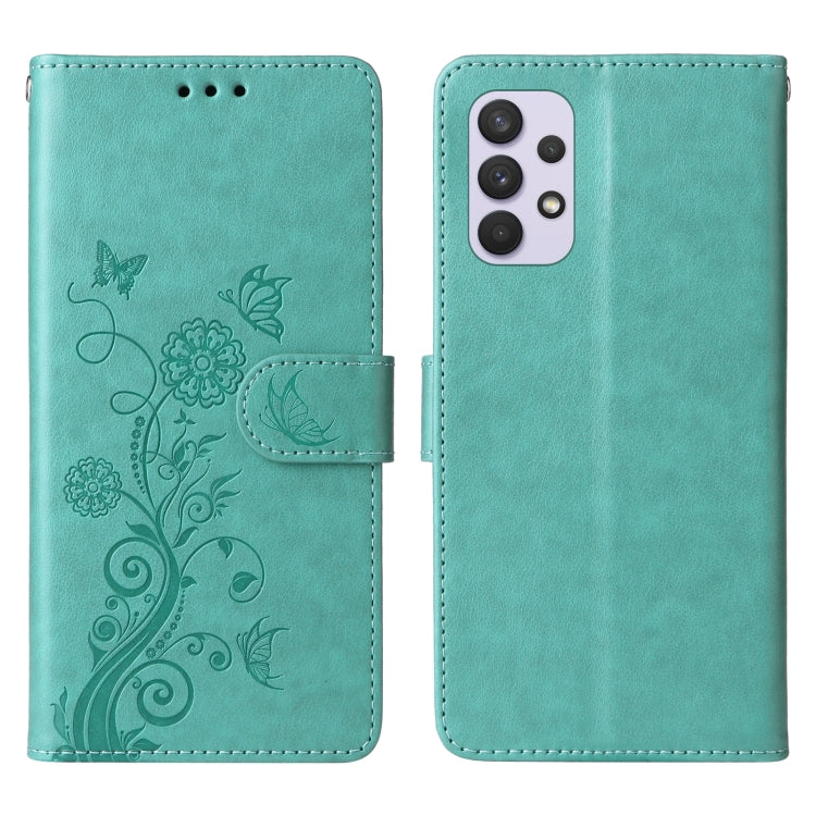 For Galaxy A32 5G Embossed Butterfly Flowers Leather Phone Case