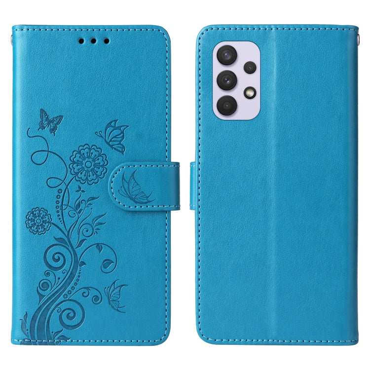 For Galaxy A32 5G Embossed Butterfly Flowers Leather Phone Case