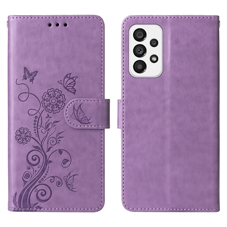 For Galaxy A33 5G Embossed Butterfly Flowers Leather Phone Case