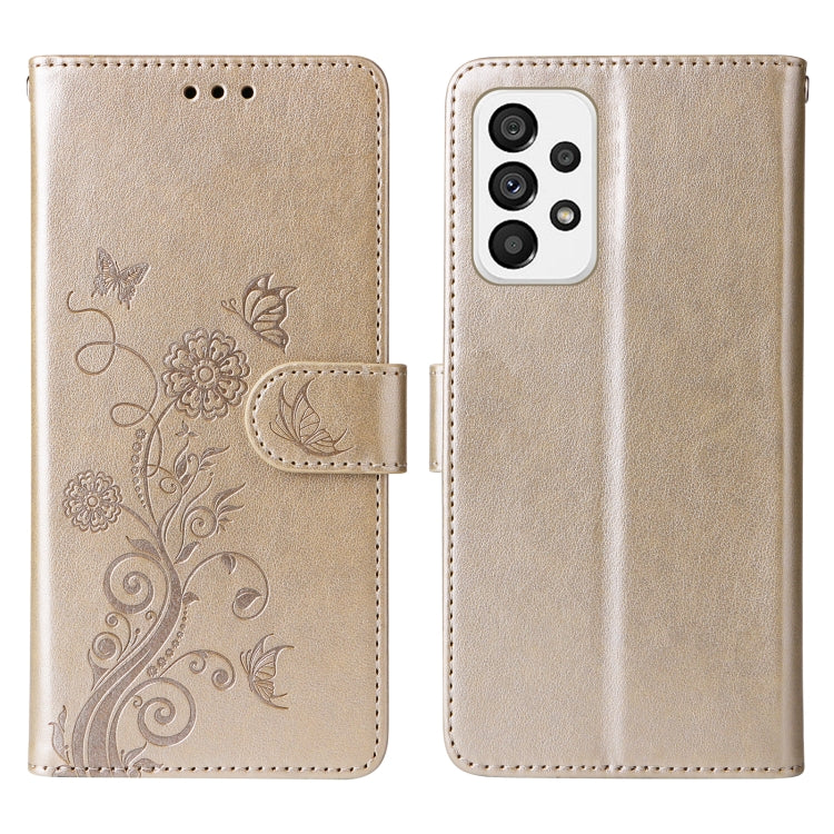 For Galaxy A33 5G Embossed Butterfly Flowers Leather Phone Case