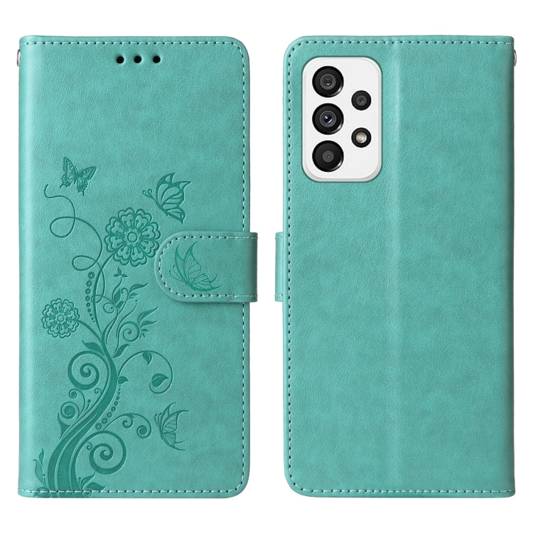 For Galaxy A33 5G Embossed Butterfly Flowers Leather Phone Case