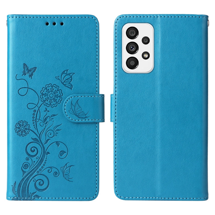 For Galaxy A33 5G Embossed Butterfly Flowers Leather Phone Case