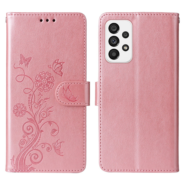 For Galaxy A33 5G Embossed Butterfly Flowers Leather Phone Case